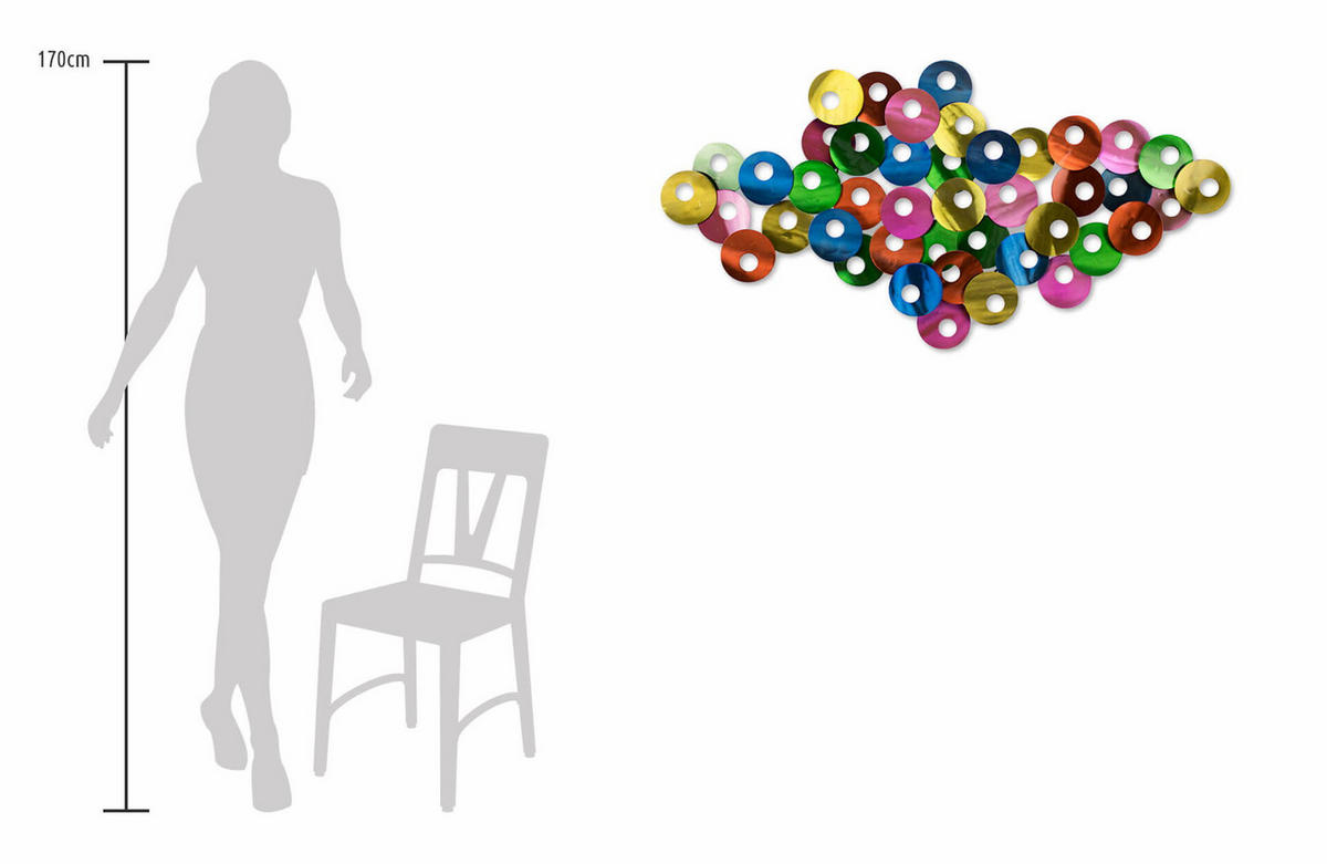 WANDDEKO Bunt 126/67 cm - Multicolor, Metall (2.58/67/7cm) - KUNSTLOFT