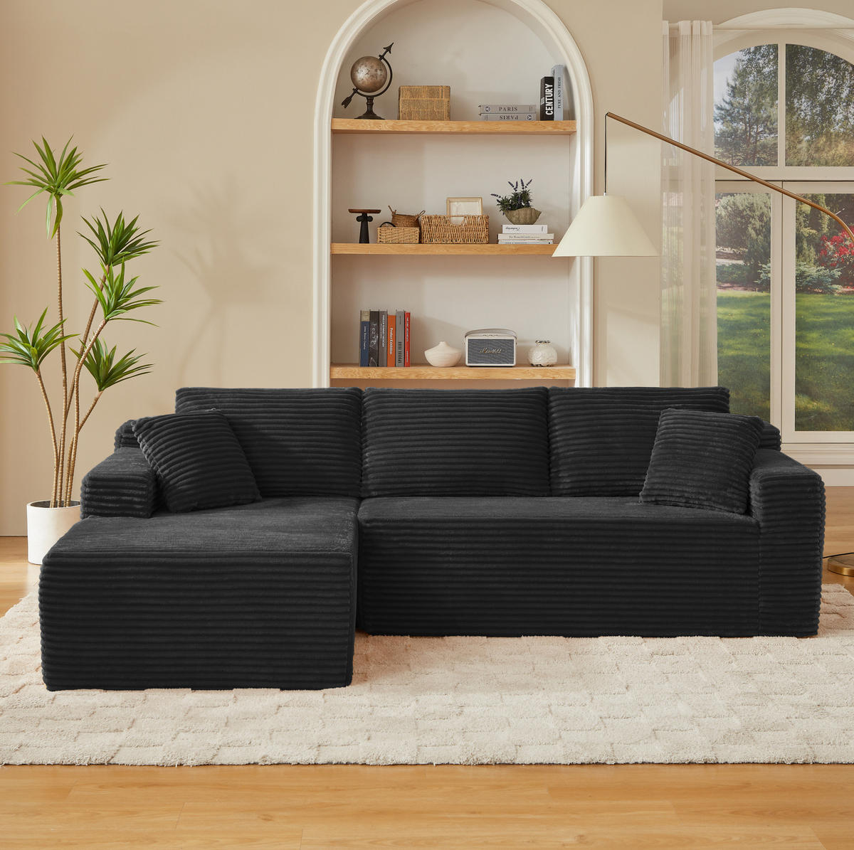 SOFA modular 2-teilig Schwarz - Schwarz, Textil (163/252.5cm) - Meubliv