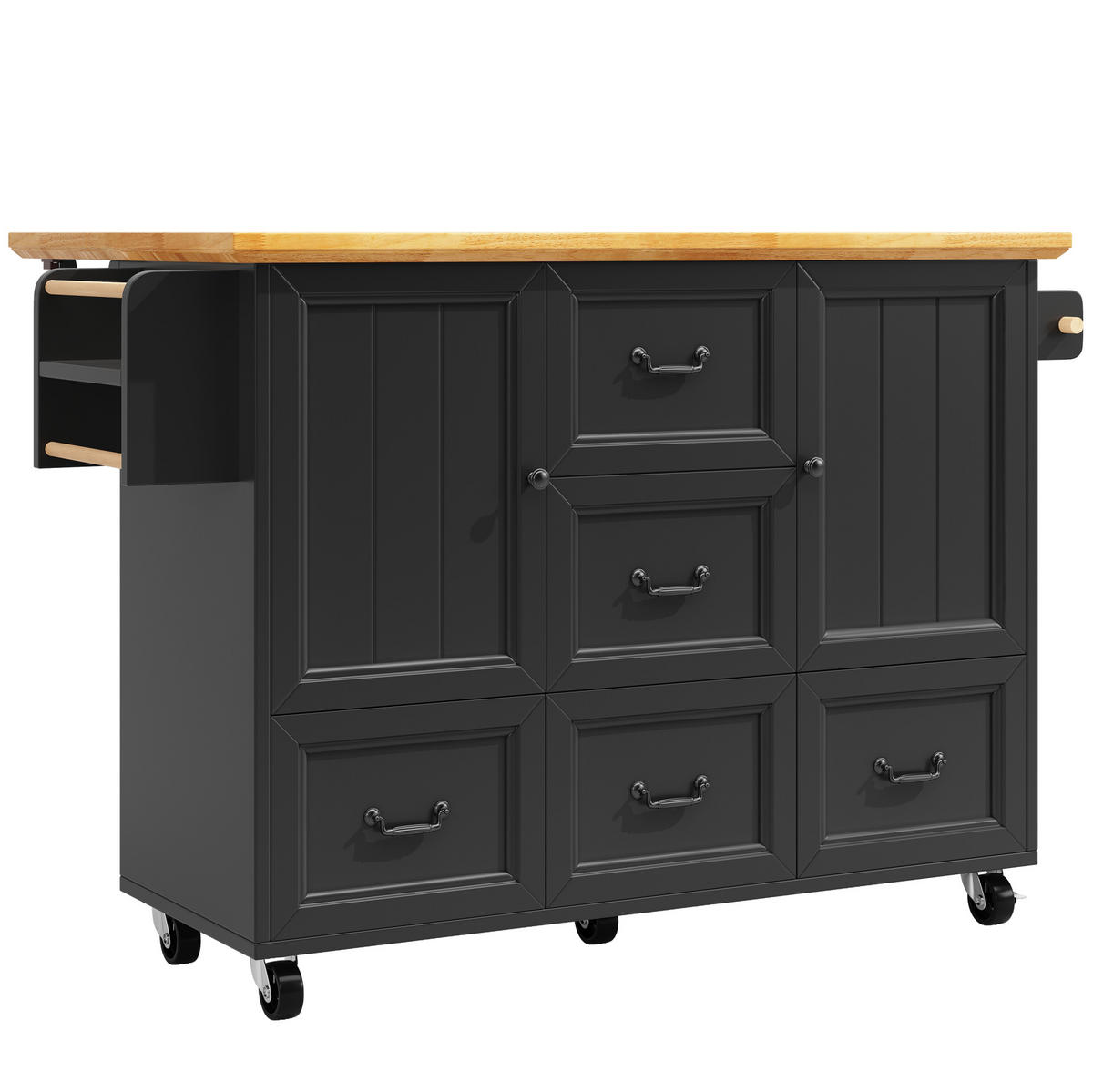 KÜCHENINSEL mit Klappdeckel 120 x 73 x 92,5 cm Schwarz - Schwarz, Metall (45/93/120cm) - Beauniv
