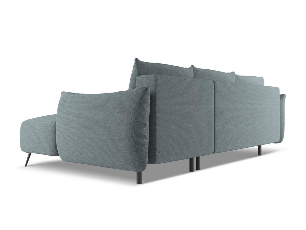ECKSOFA mit Schlaffunktion Chenille Stoff Blau - Blau/Blaugrau, Textil/Metall (242/162cm) - Makamii