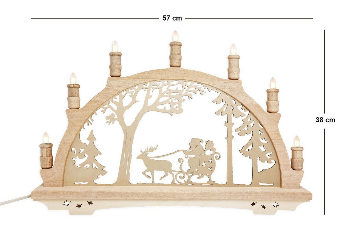 SCHWIBBOGEN Weihnachtsmann 7-flammig - Multicolor, Holz (0.1/1/0.1cm) - Dekoteam24