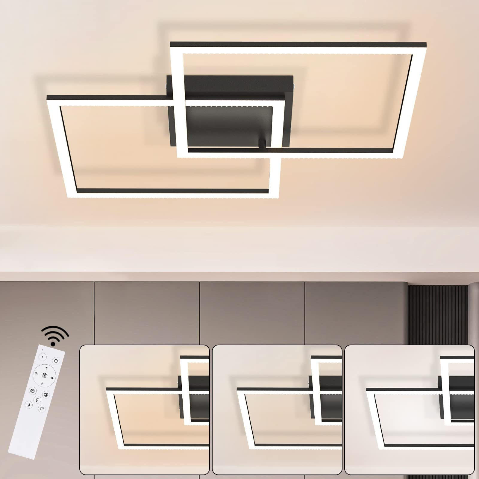 LED-DECKENLEUCHTE Friedhelm 54/54/7.5 cm - Schwarz, Metall (54/54/7.5cm) - ZMH