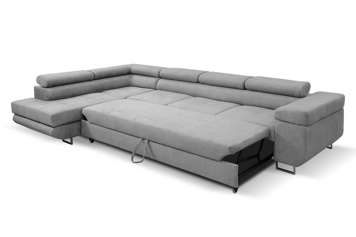 ECKSOFA Marlene IV L-Form mit verstellbaren Kopfstützen Schlaffunktion Bettkasten 347 cm links hellgrau - Hellgrau, Kunststoff (347/202cm) - Margaret Hadas24
