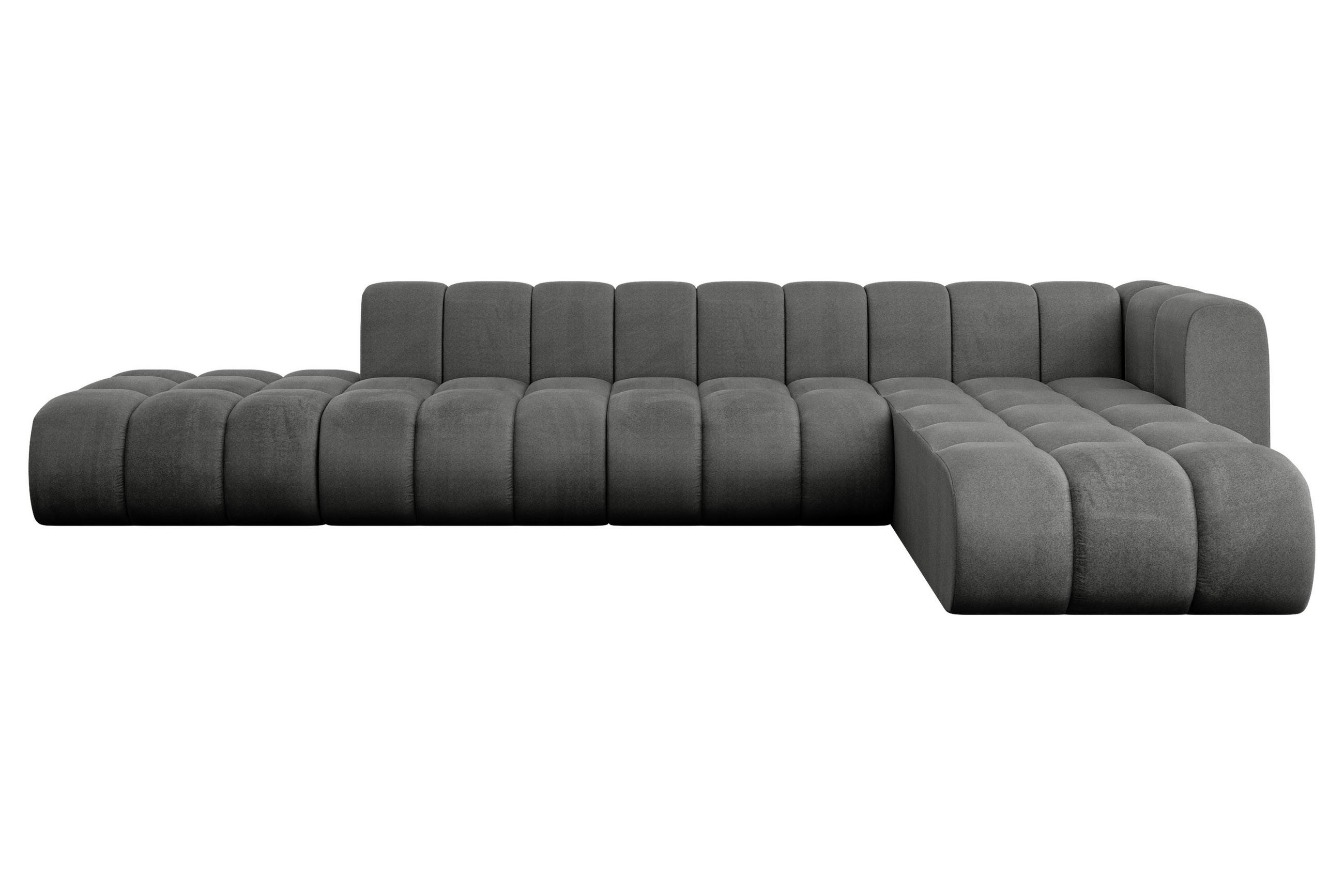 ECKSOFA modulares Sofa Zuvon-L2 - 387x177x70 cm Dunkelgrau - Dunkelgrau, Holzwerkstoff/Textil (387/177cm) - ALTDECOR