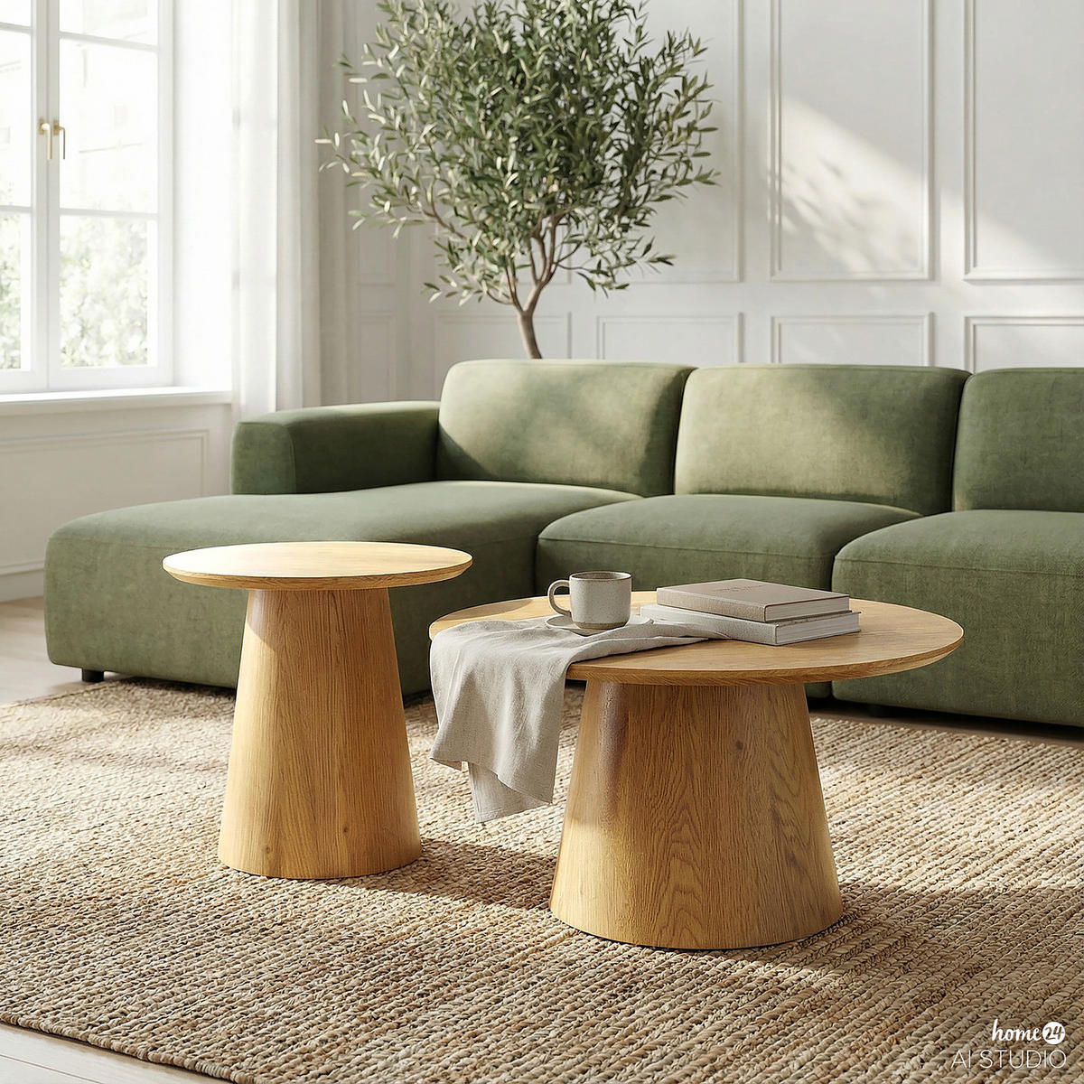COUCHTISCH-SET - 2-teilig - Eichefarben, Holzwerkstoff (60/60/37cm) - home24