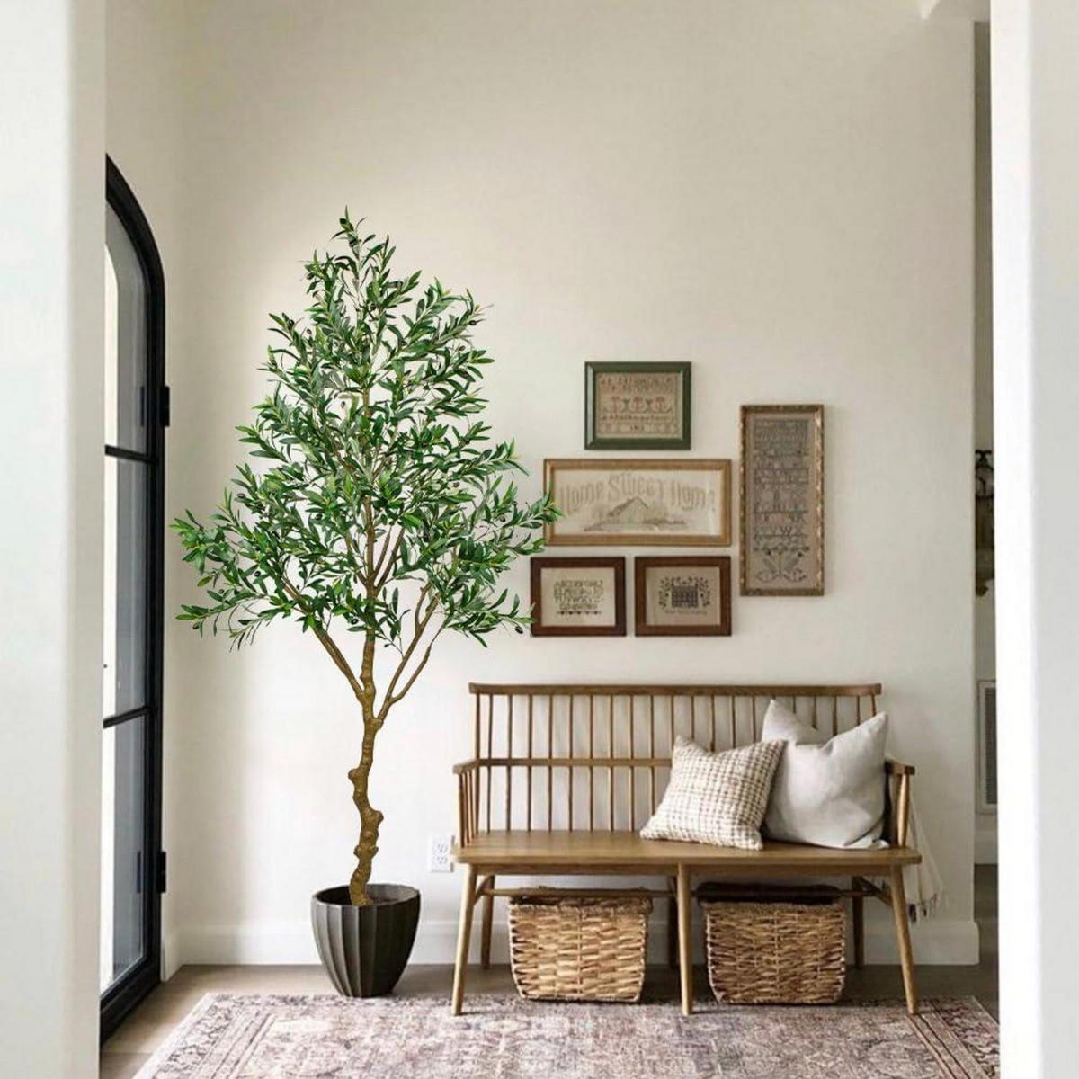 KUNSTBAUM Olivenbaum 210 cm - Olivgrün, Kunststoff (11cm)