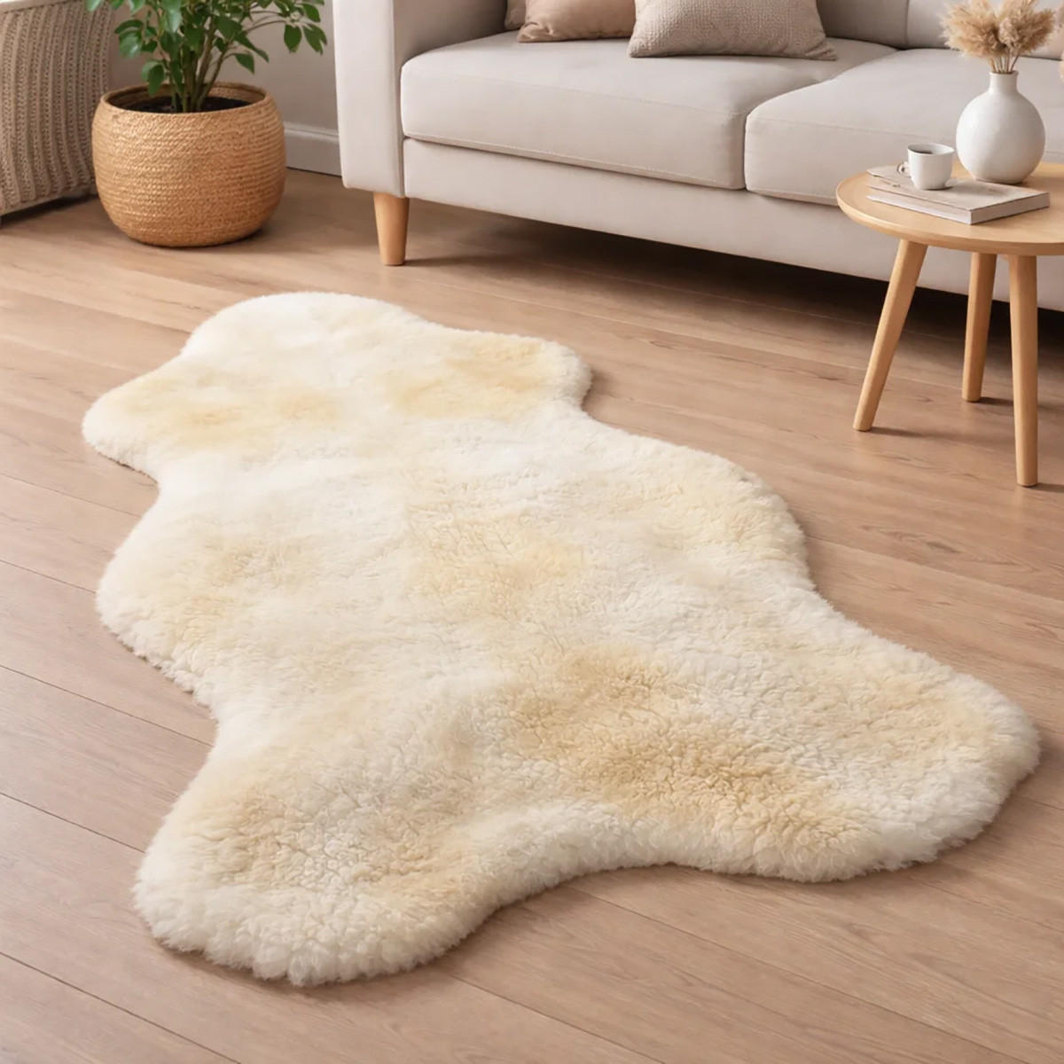 SCHAFFELL Premium Merino Lammfell Vegetable gegerbt geschoren ca. 105 cm - Weiß Hochglanz, Fell (55/105cm) - Provellus