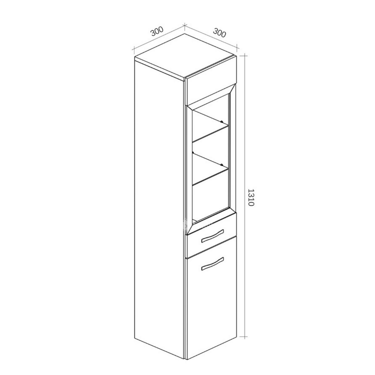 BADEZIMMERSCHRANK Rio mit 2 Schwarz Hochglanz - 30 x 30 x 130 cm - Schwarz, Holz (30/131/30cm) - Badplaats