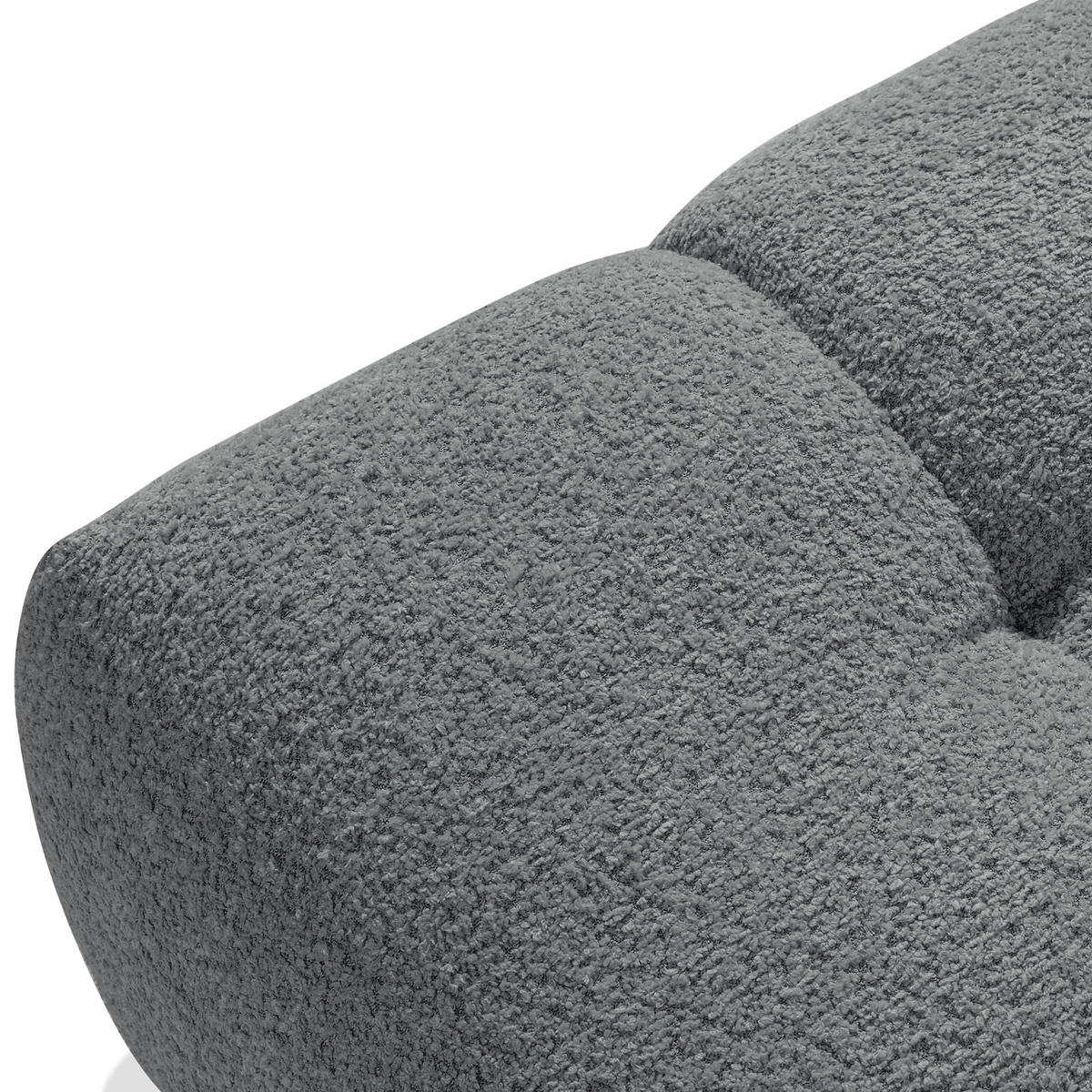 POUF RAVIA, Bouclé, Dunkelgrau - Dunkelgrau, Holz/Textil (96/45/50cm) - KONSIMO®