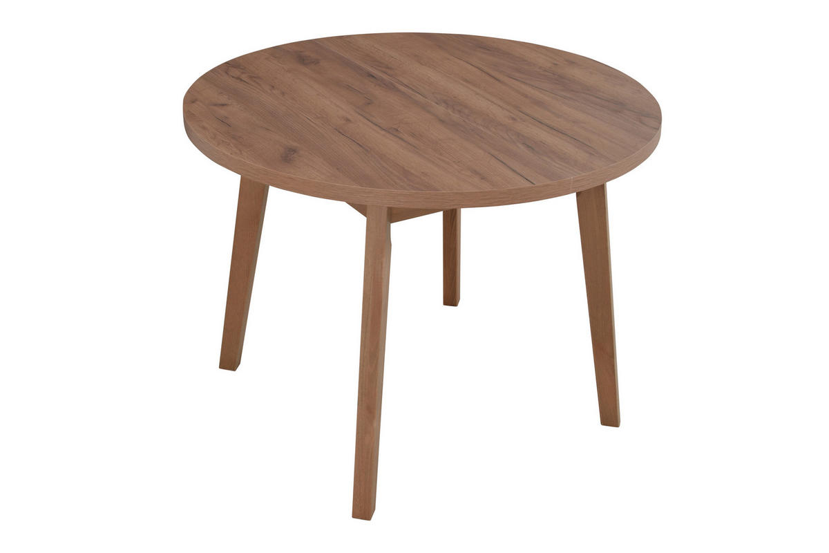 ESSTISCH Oslo 3 L - Hellbraun/Braun, Holz (100/100/75cm) - Leaf Design