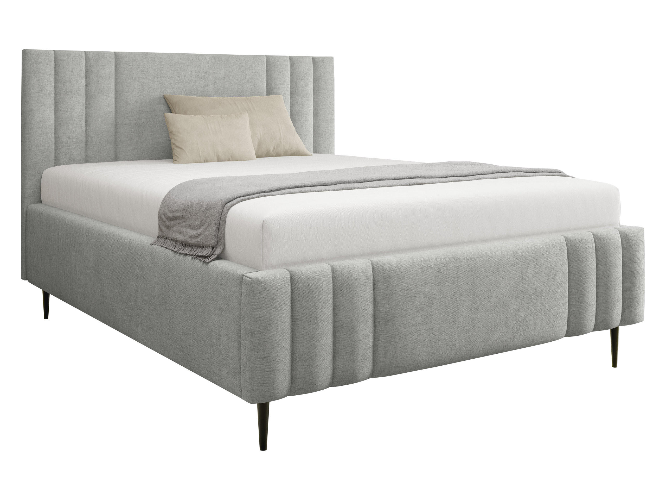 POLSTERBETT Ribo Leg - Schwarz/Grau, Holz/Textil (140/200cm) - MIRJAN24