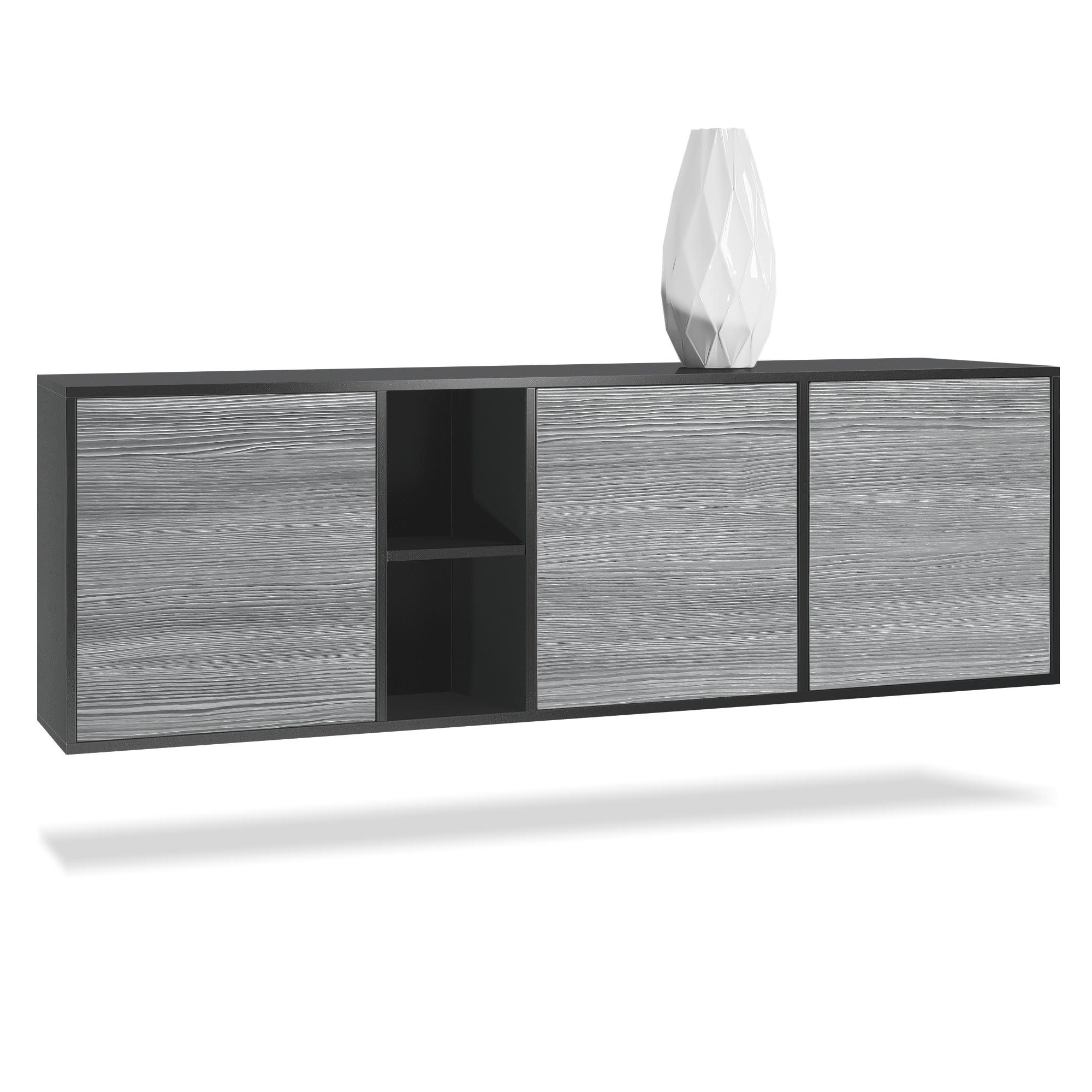 SIDEBOARD Cuba Türen in Avola-Anthrazit - Anthrazit, Holzwerkstoff (182/53/35cm) - Vladon