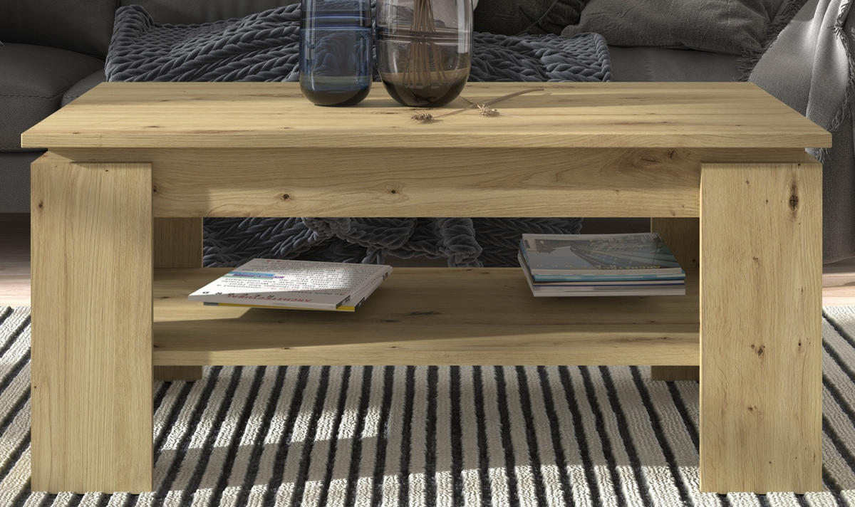COUCHTISCH Artisan Eiche 100 x 60 cm, Wohnzimmertisch mit Stauraum - Eichefarben/Eiche Artisan, Holzwerkstoff/Metall (100/60/45cm) - Inn.Furn