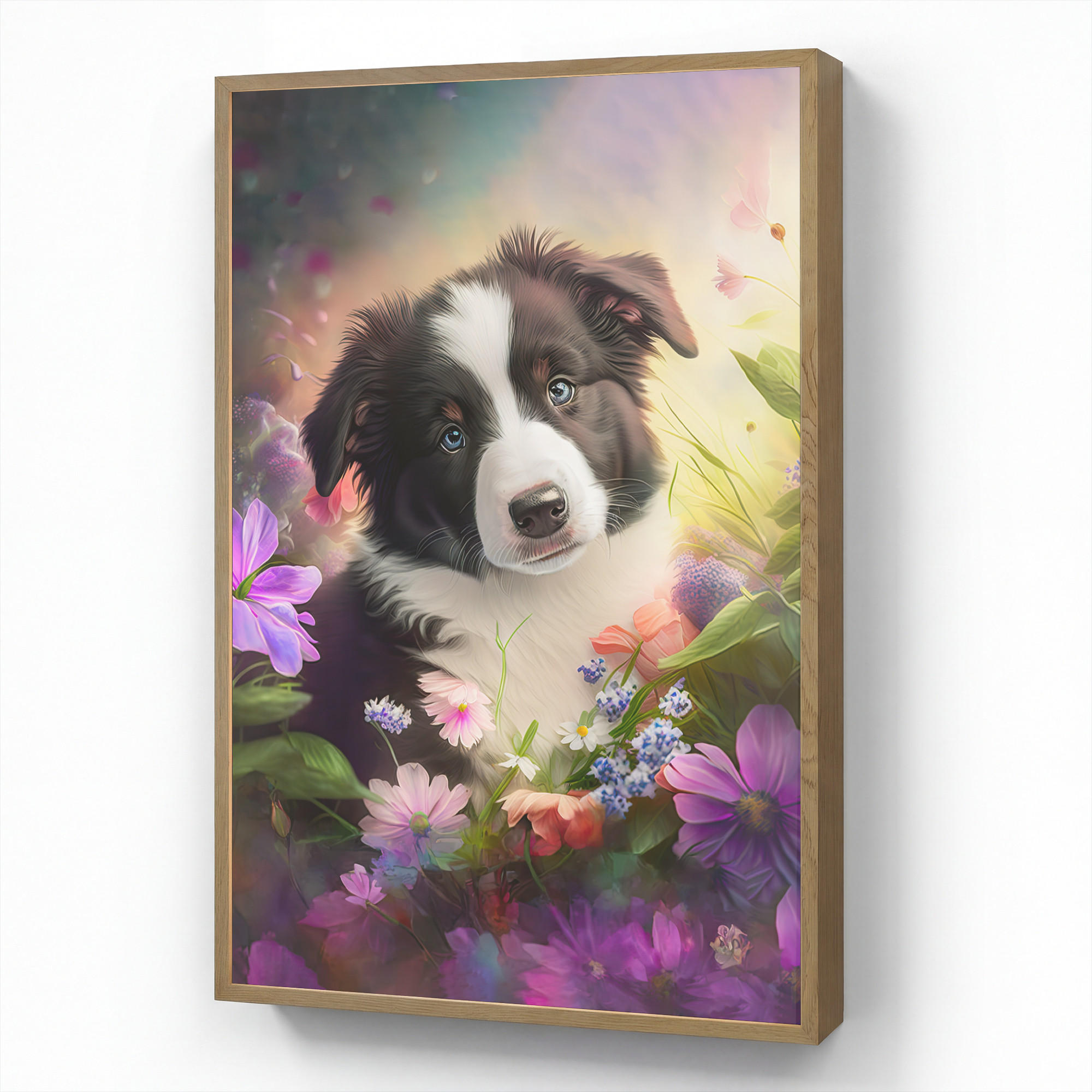 OnlyWow NÁSTĚNNÁ LAMPA S AKUMULÁTOREM Štěně - Slunce - Květiny - Příroda - Border kolie - Pes 70x100 cm