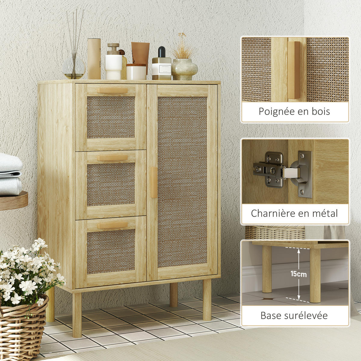 BADEZIMMERSCHRANK DE-17318 - Eichefarben, Holzwerkstoff (30/82/55cm) - ComfortXL