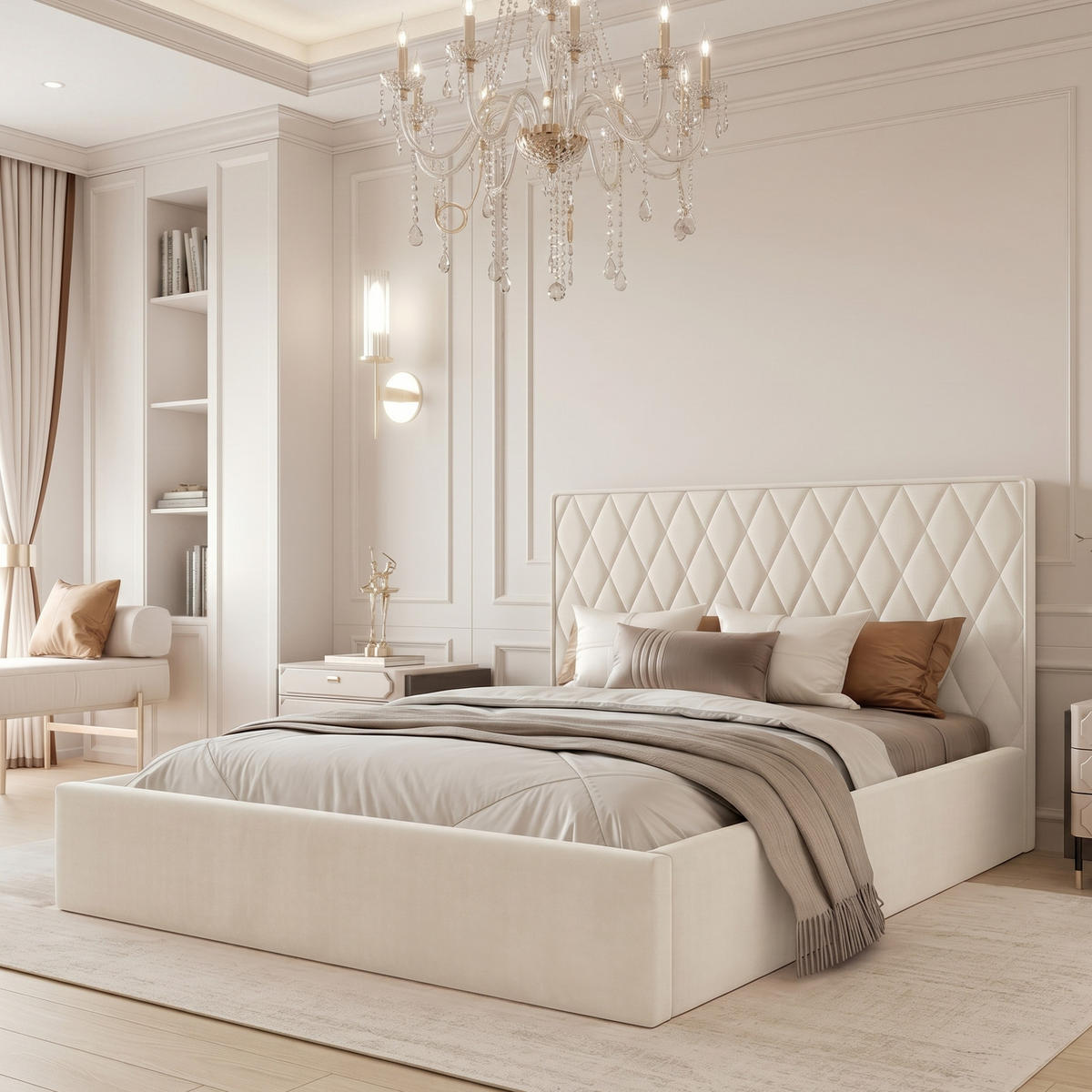 POLSTERBETT PONTI 160x200 cm Creme (Stoff Magic Velvet) - Kompakt, mit Bettkasten und Lattenrost - Creme, Holzwerkstoff/Textil (160/200cm) - Ravio