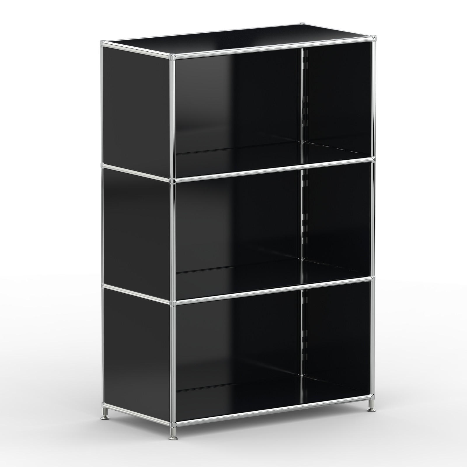 AKTENSCHRANK Büro, 3 offene Fächer, Breite 77 cm, Graphitschwarz - Chromfarben/Schwarz, Metall (40/118/77.2cm) - Versee