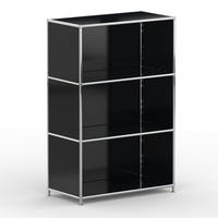 AKTENSCHRANK Büro, 3 offene Fächer, Breite 77 cm, Graphitschwarz - Chromfarben/Schwarz, Metall (40/118/77.2cm) - Versee
