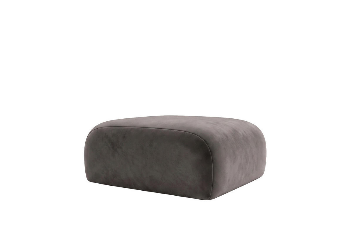 HOCKER, Sitzhocker, Velvet-Stoff Bluvel, Aschgrau, GRETA - Grau, Holz (91/40/89cm) - Kaiser Möbel