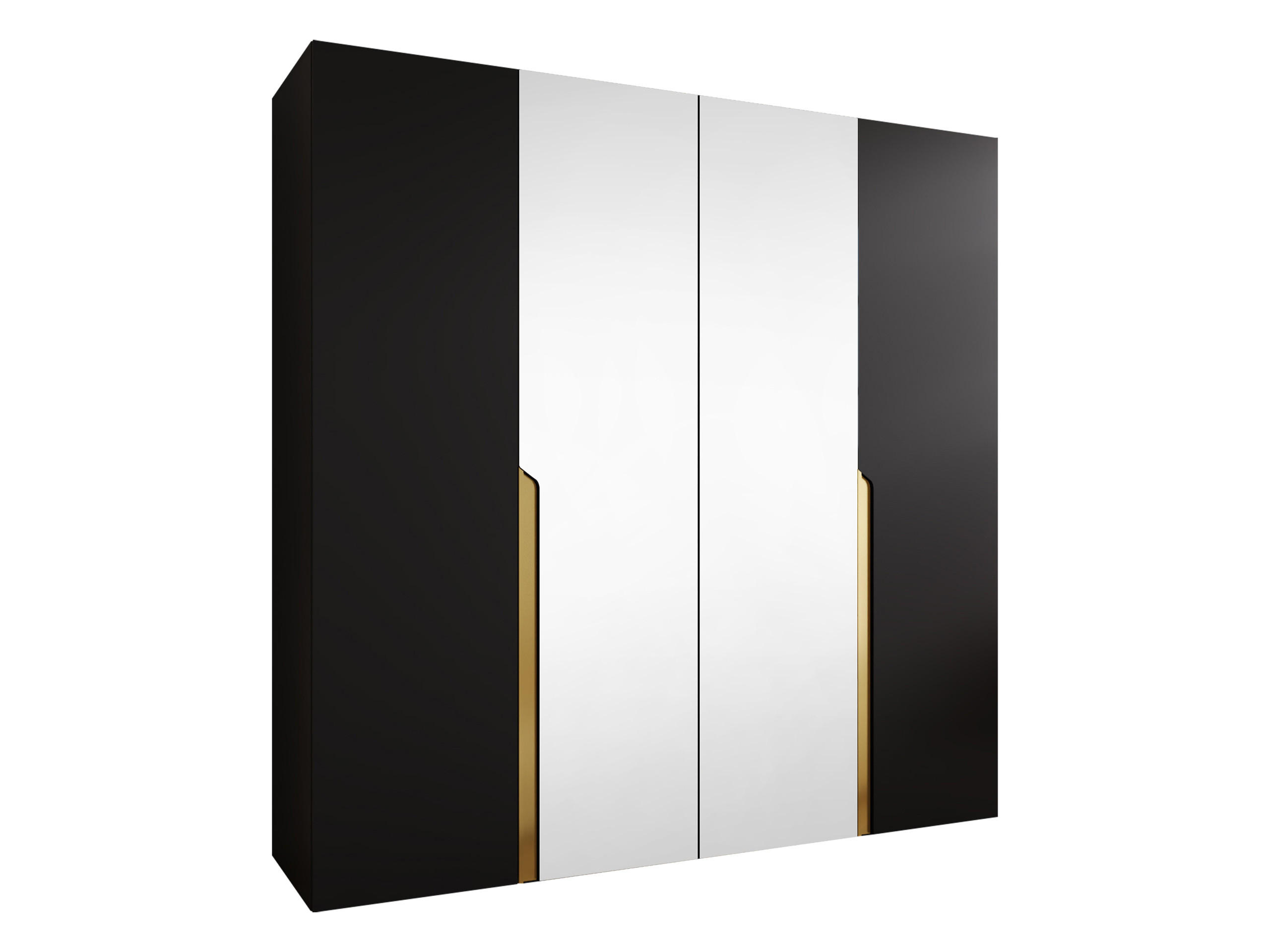 Mirjan24 Drehtürenschrank Schwarz, Gold 200x202x52 cm