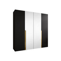 DREHTÜRENSCHRANK Mila II 200 - Goldfarben/Schwarz, Holzwerkstoff/Kunststoff (200/202/52cm) - MIRJAN24