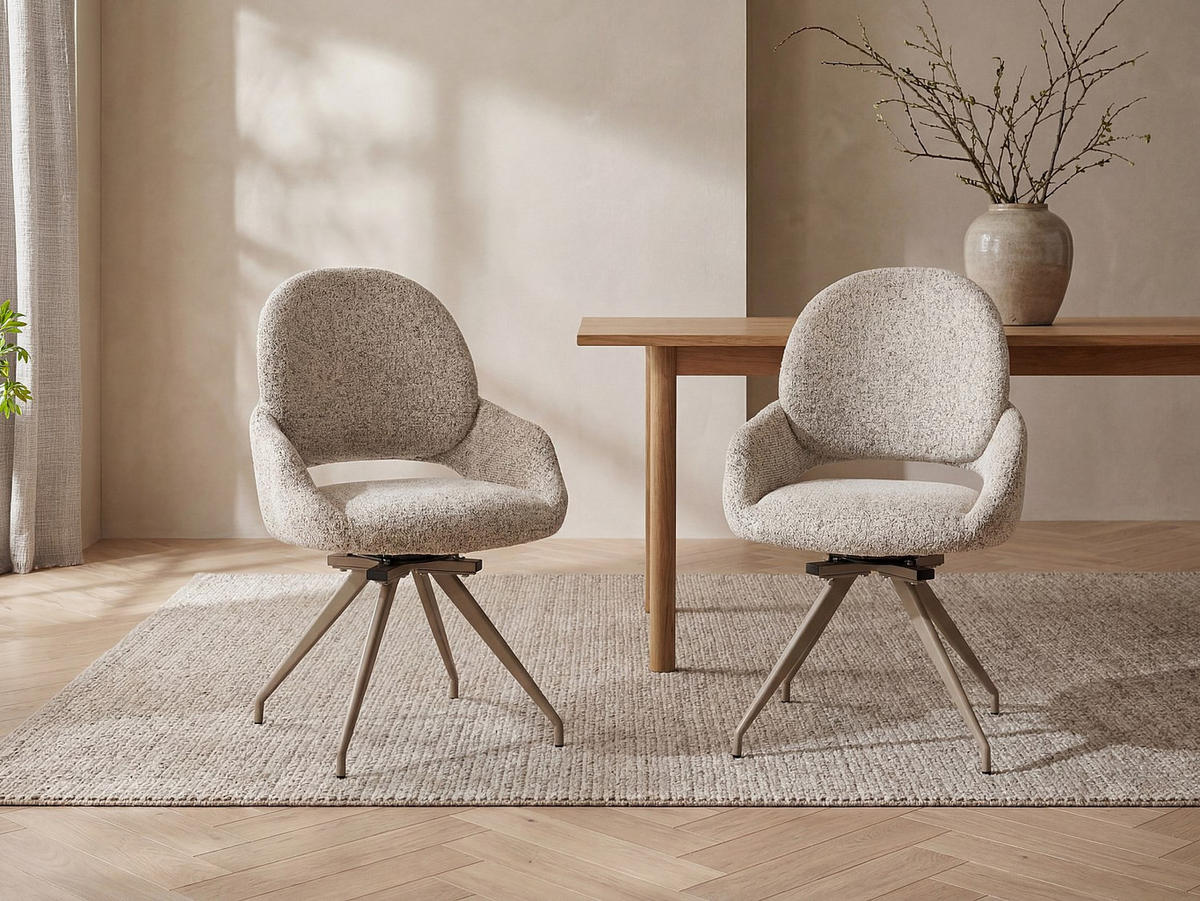 STUHL - 57 cm x 59.5 cm - Stoff - Cremefarben - VALIANA - Creme, Textil (57/92/59.5cm) - Vente-Unique