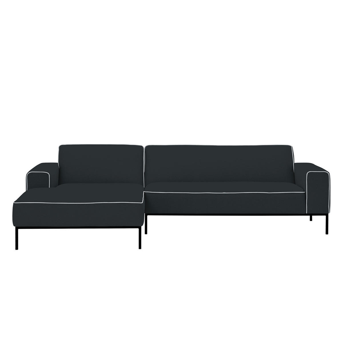 ECKSOFA mit Longchair - Webstoff - Anthrazit/Schwarz, Textil (264/168cm) - home24