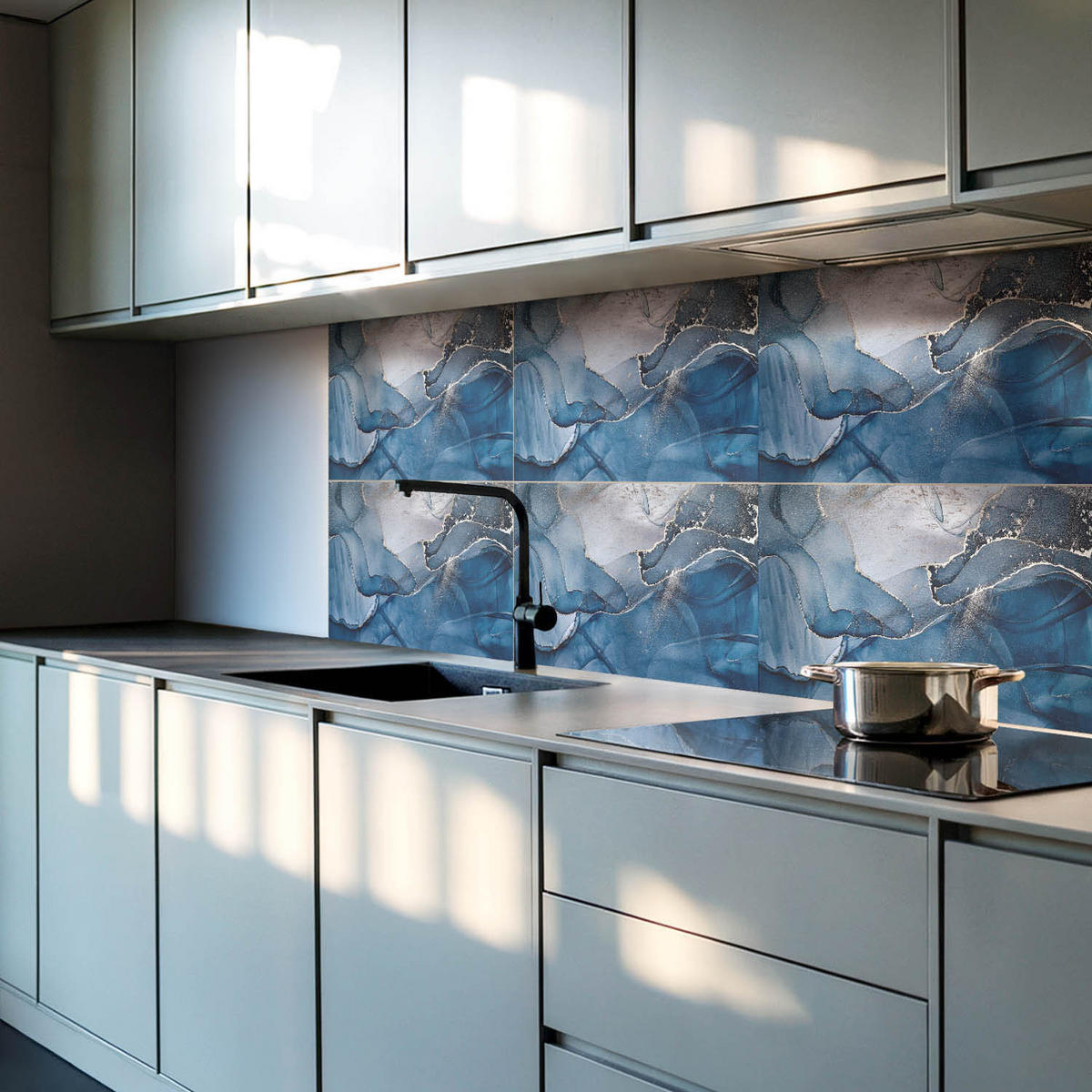 WANDPANEEL 6x 60x30 cm selbstklebend Aurora - Pastellblau, Kunststoff (30/1.6/60cm) - Wallfluent