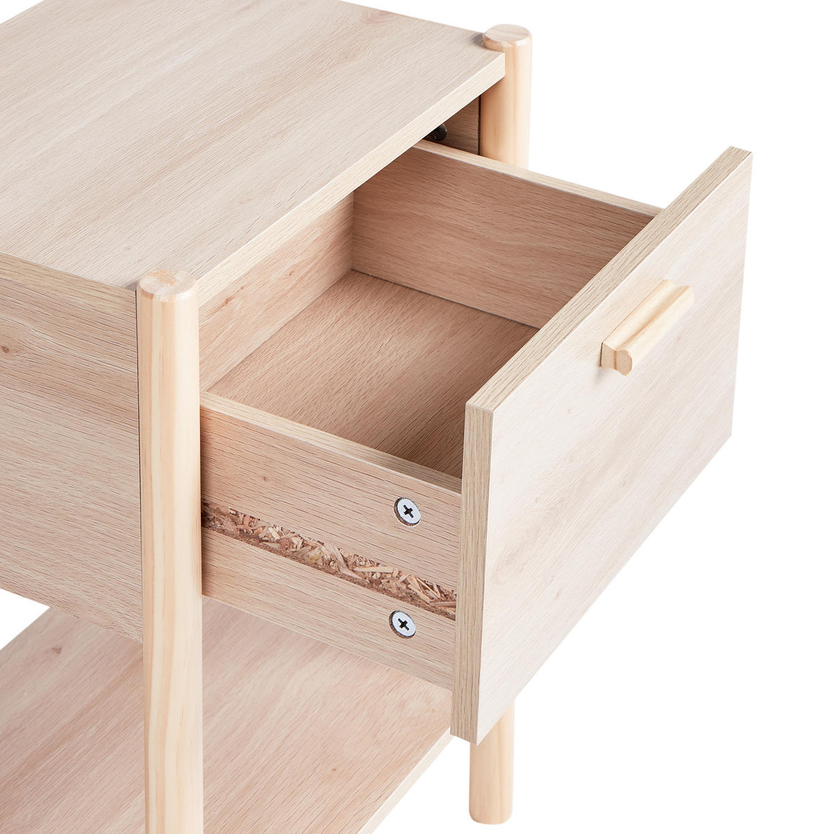 NACHTTISCH Heller Holzfarbton Holderville - Hellbraun, Holzwerkstoff (40/54/30cm) - Beliani