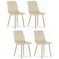 STUHL ORSARA 4-er Set, Beige, Metallbeine in Holzfarbe, mit Samtstoff gepolstert - Beige, Textil/Metall (43/90/51cm) - Komodee