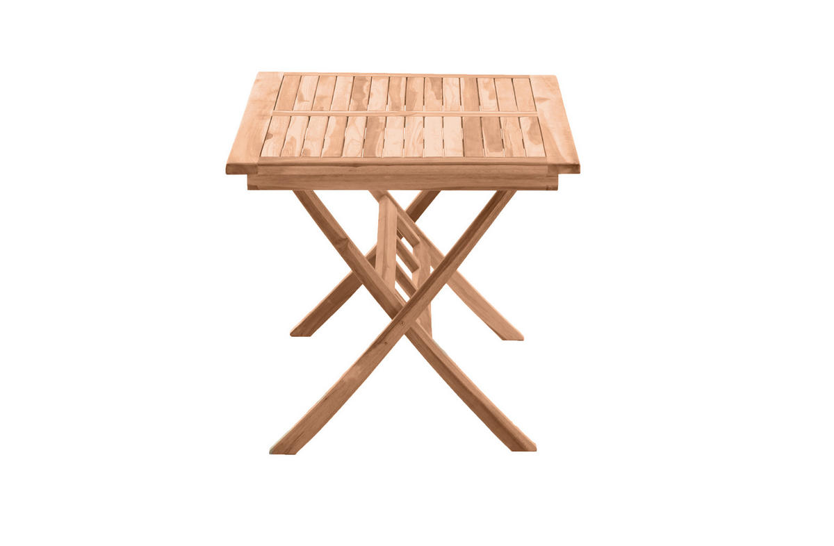 GARTENTISCH Teaka mit Schirmhalter, 135x85 cm,Teakholz, klappbar - Naturfarben, Holz (85/135/75cm) - TPFGarden