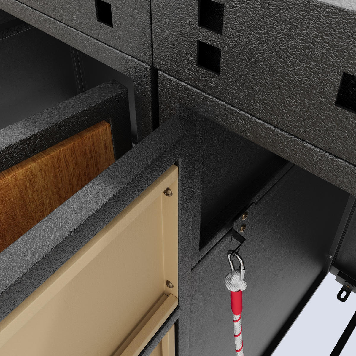 MÜLLTONNENBOX aus Stahl in Grau Holzoptik mit Pflanzdach & Schloss - Grau, Metall (264/124/80cm) - Modfu