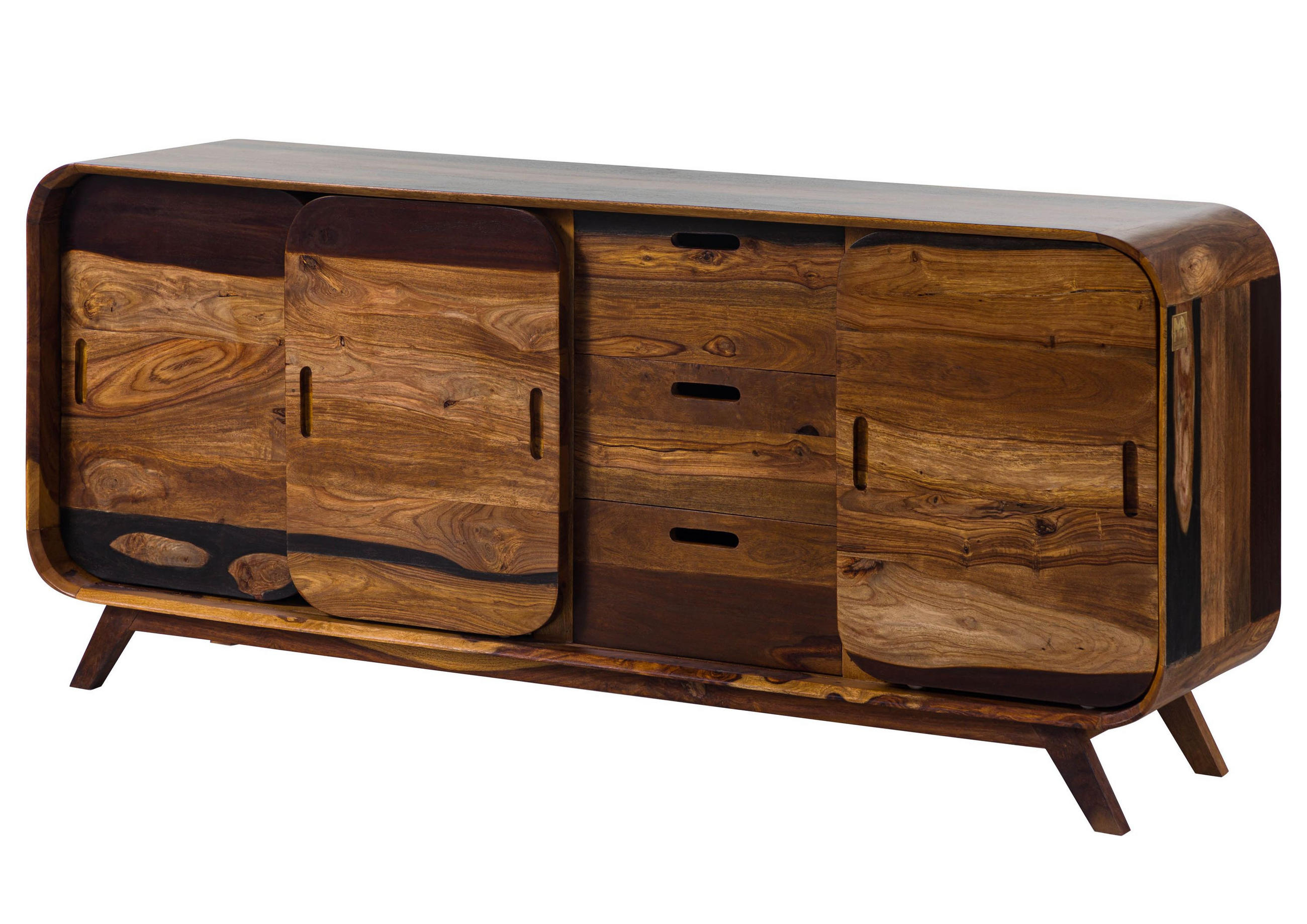 SIDEBOARD Sheesham 173x40x75 dunkelbraun lackiert MAILAND #202 - Dunkelbraun, Holz (173/75/40cm) - Massivmoebel24
