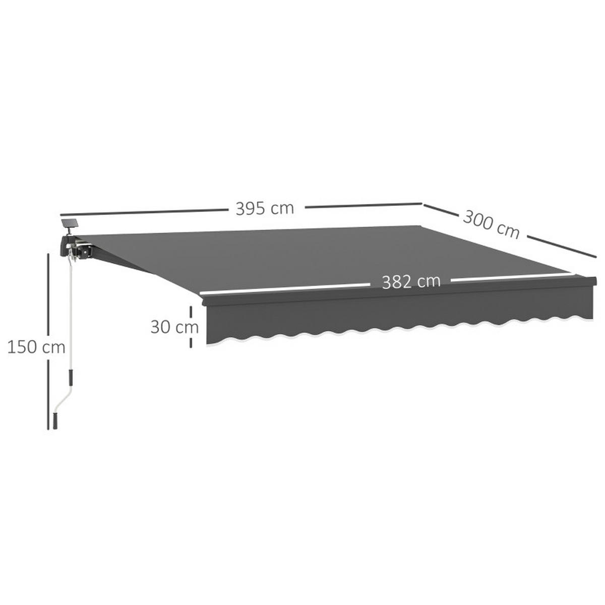 MARKISE 400 cm Handkurbel UV grau - Grau, Metall (395/150/300cm) - Fortuna Lai