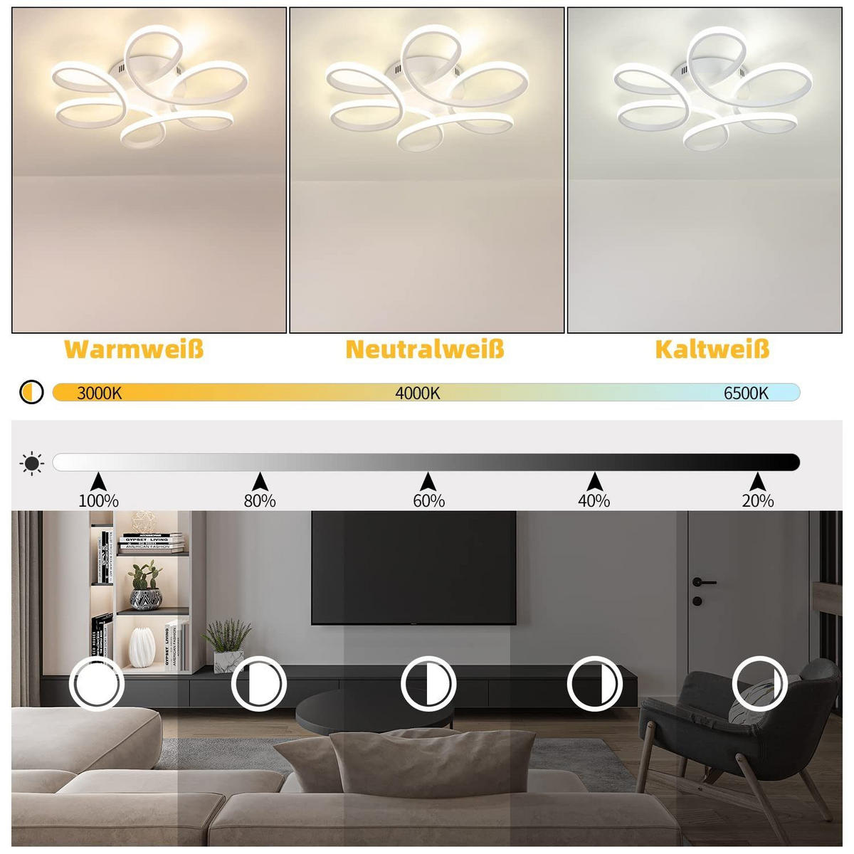 LED-DECKENLEUCHTE Rindor 44/50/8 cm - Weiß, Metall (50/44/8cm) - ZMH