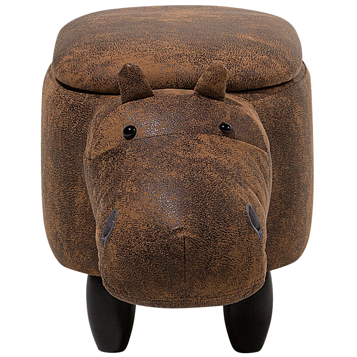 TIERHOCKER Hippo 60/32/35 cm - Braun, Kunststoff/Textil (32/35/60cm) - Beliani