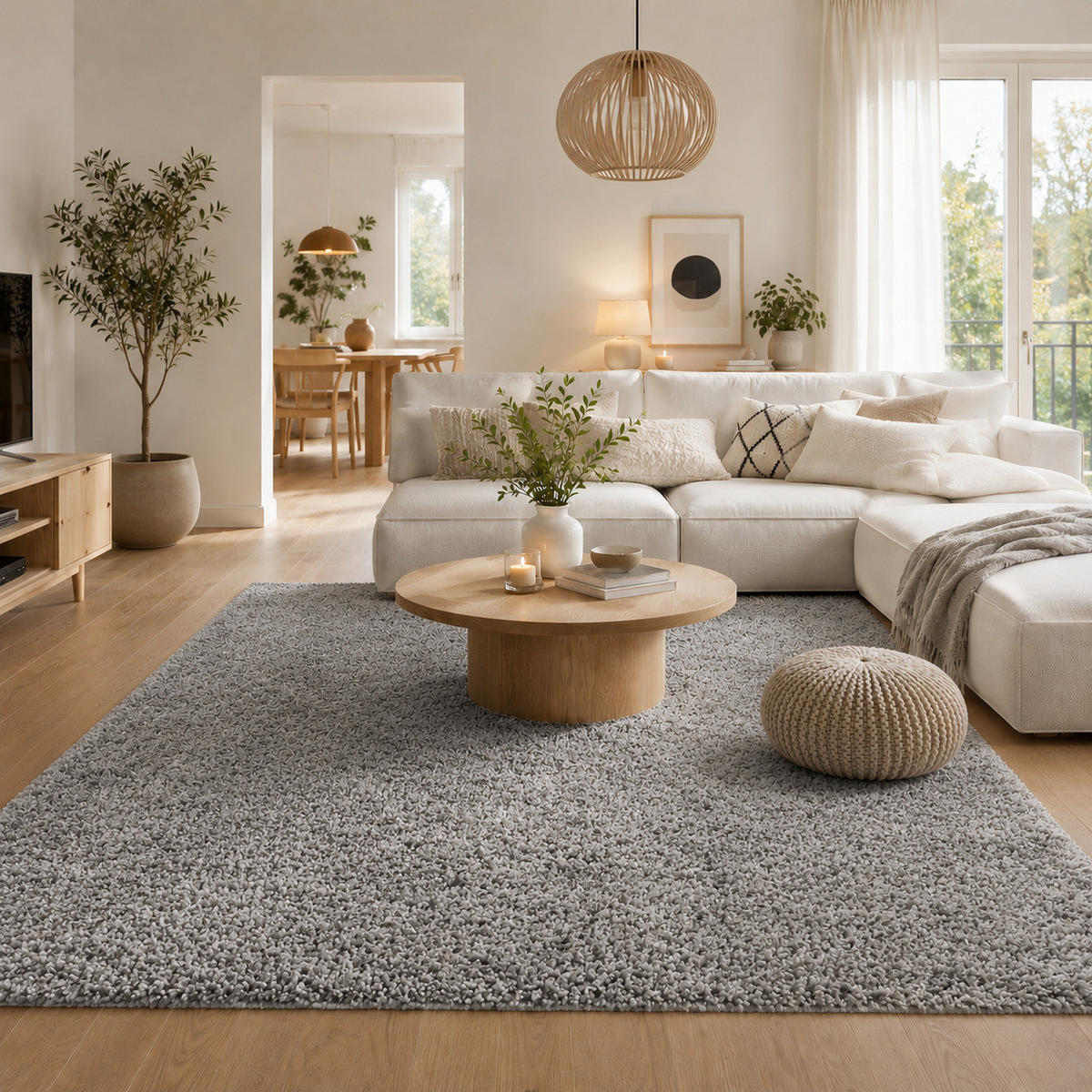 HOCHFLOR LANGFLOR TEPPICH ALOHA - Grau, Textil (60/110cm) - Pergamon
