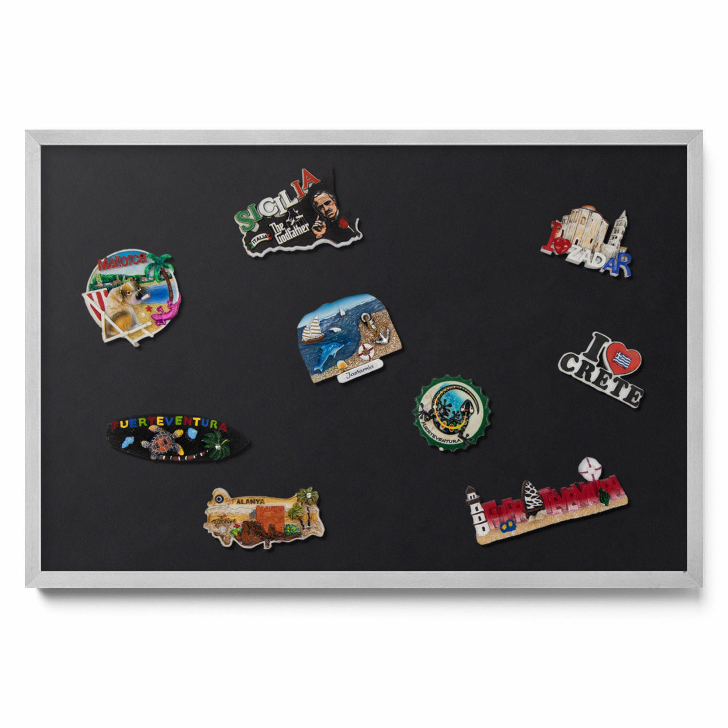 MAGNETTAFEL 60x40 cm Silberner Rahmen Farbe Schwarz - Mooreichefarben, Metall (60/50/0.4cm) - TULUP