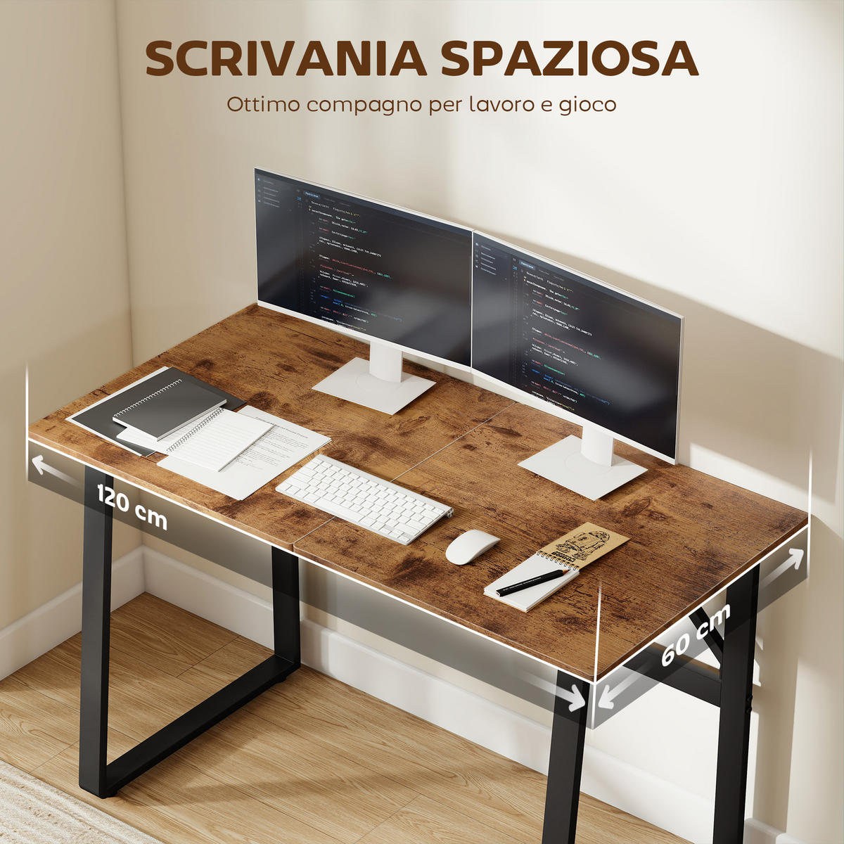 BÜROTISCH Rustikales Braun 1 Stück - Braun, Holzwerkstoff (60/120/76cm) - GiPP
