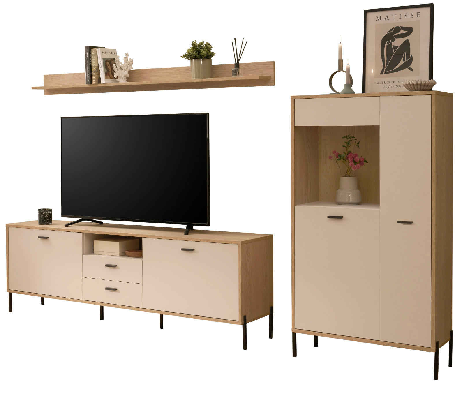 Furn.Design Wohnwand Kaschmir, Eiche 285x170x40 cm
