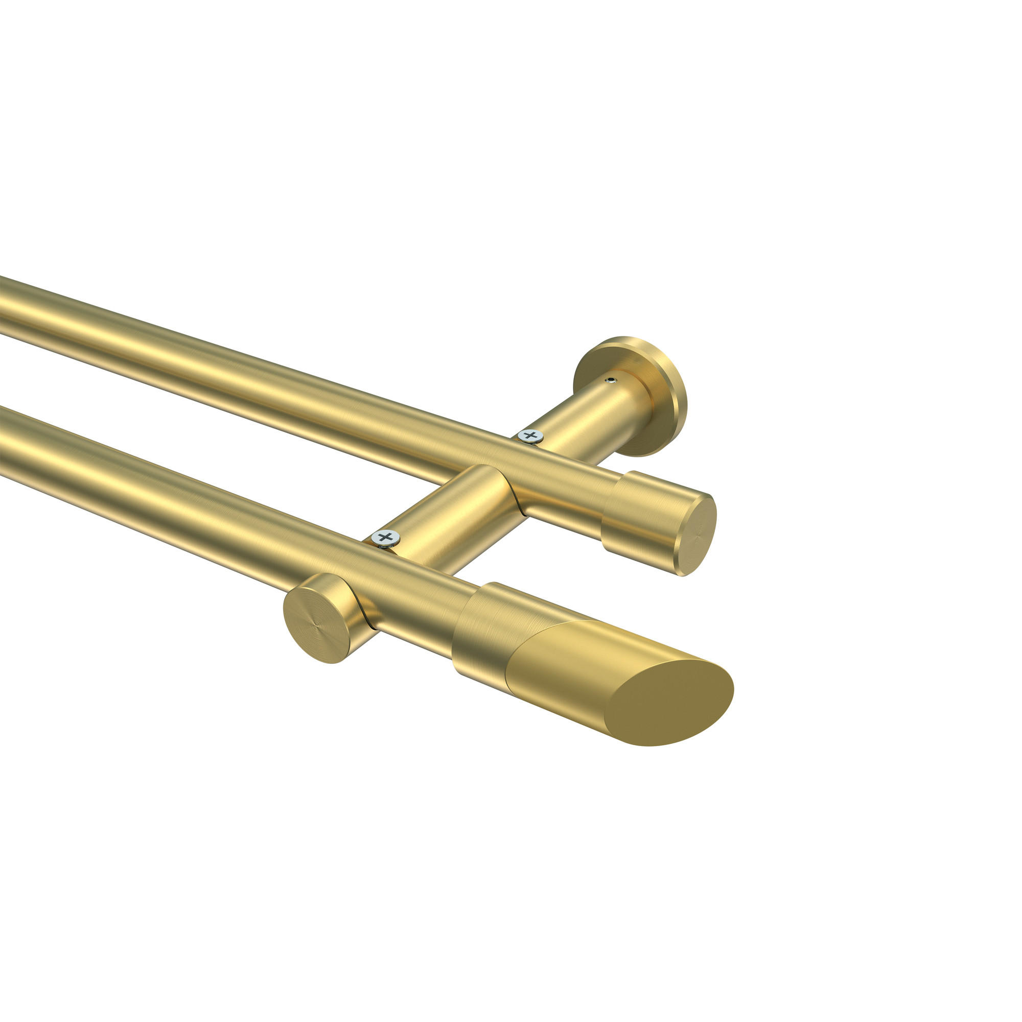 GARDINENSTANGEN-SET Platon Verano 320 cm (geteilt in 2 x 160 cm), 2-läufig (ohne Ringe), 20 mm Ø Messing-Optik - Messingfarben/Goldfarben, Metall (320cm) - INTERDECO