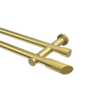 GARDINENSTANGEN-SET Platon Verano 320 cm (geteilt in 2 x 160 cm), 2-läufig (ohne Ringe), 20 mm Ø Messing-Optik - Messingfarben/Goldfarben, Metall (320cm) - INTERDECO