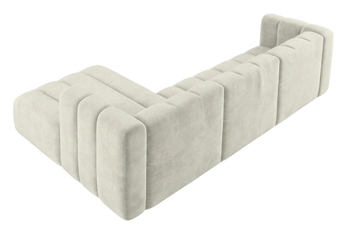 ECKSOFA Modulares In L-Form, Velvet-Stoff Riviera, Ecru, Links, GRAND 318 cm - Creme, Holz (318/179cm) - Kaiser Möbel