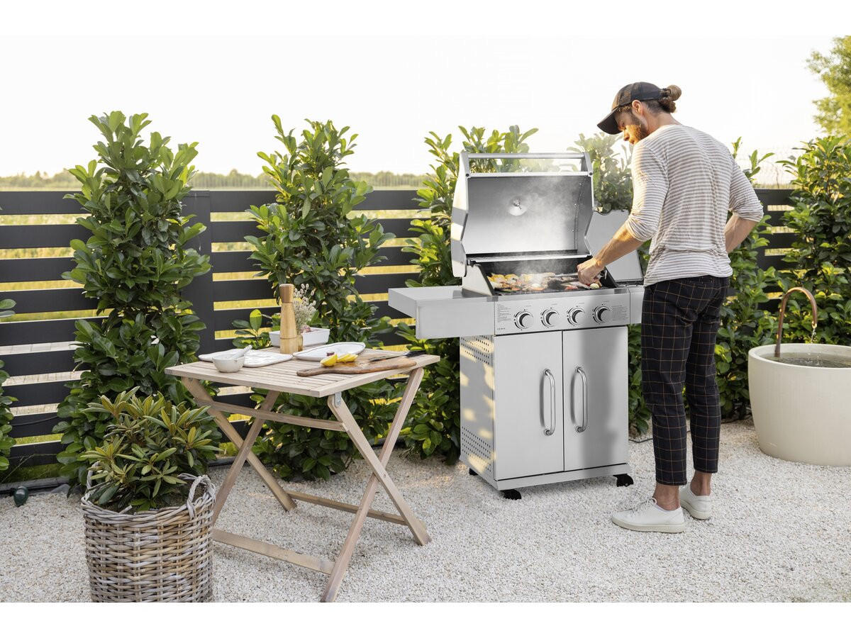 GASGRILL brazzo Hellgrau - Grau, Metall (57/104/118cm) - Habitat Garten