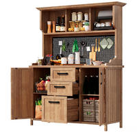 GARTENSCHRANK Holz Tanne 3 Schubladen 3 Fächer Metall Lochwand - Naturfarben, Holz (50/185/133.6cm) - FLIEKS