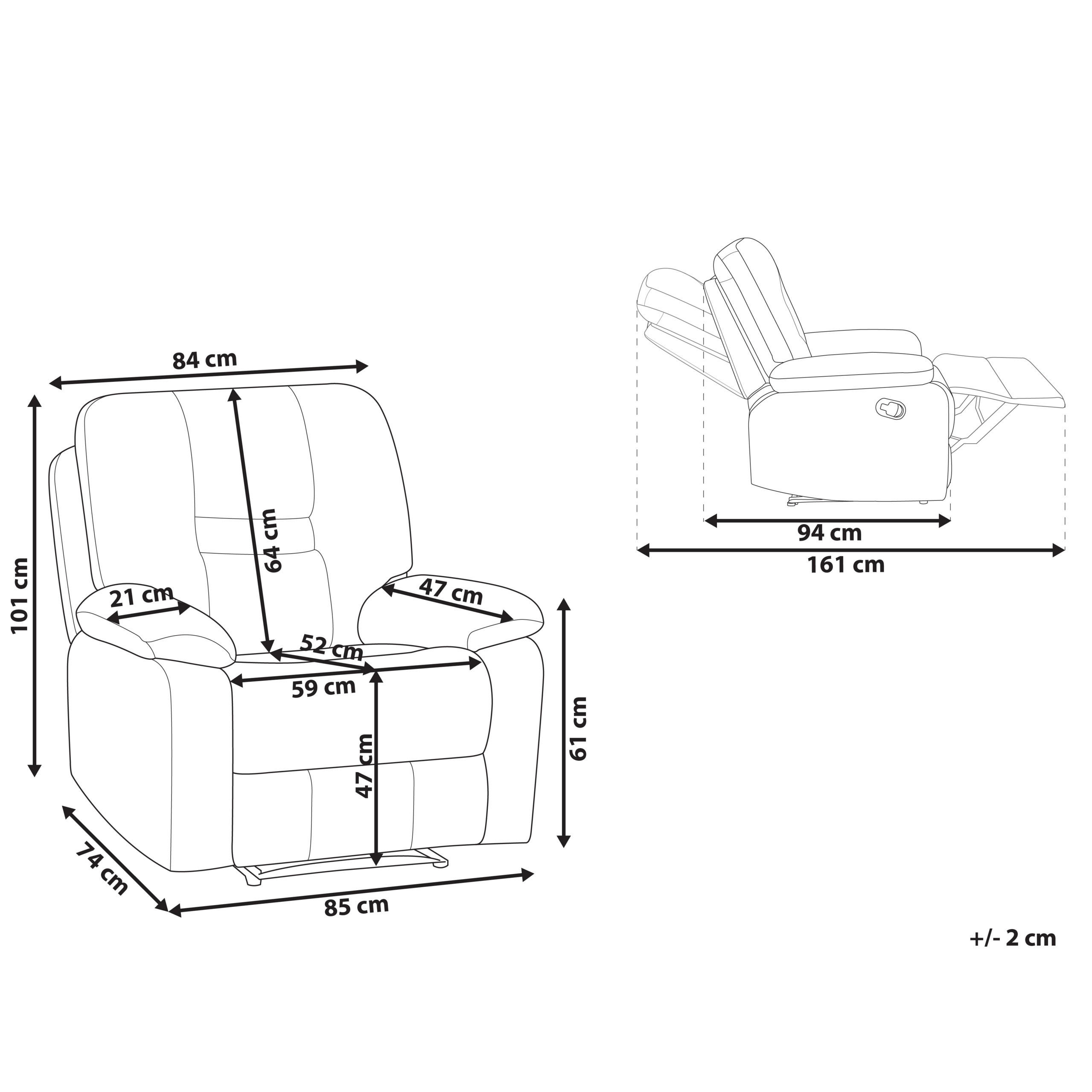 Thumbnail - Beliani Fernsehsessel, Grau, Textil, 85x101x74 cm, Wohnzimmer, Sessel, Fernsehsessel