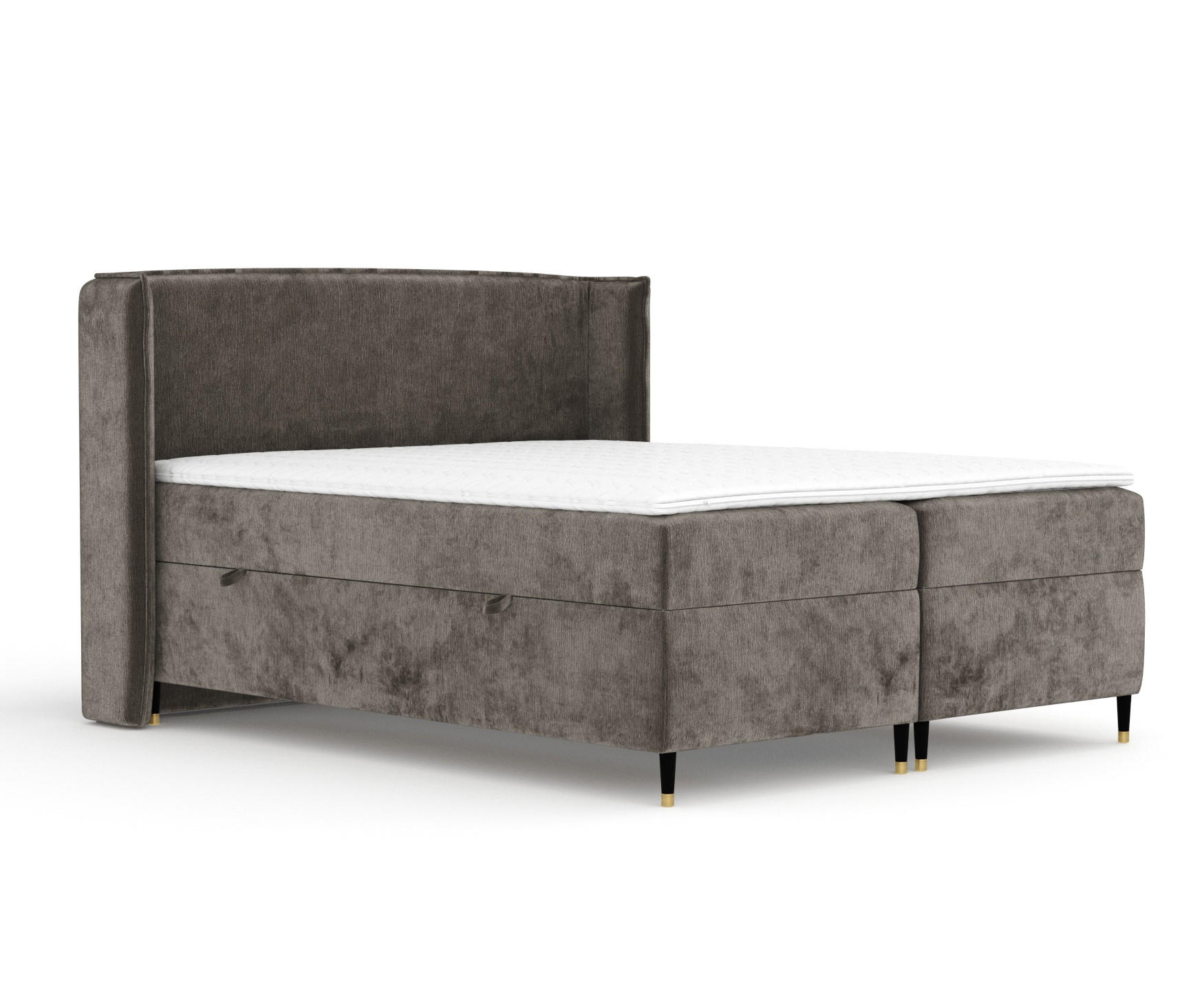 BOXSPRINGBETT Segni Dunkeblraun 160/200 cm mit Matratze und Topper - Dunkelbraun/Schwarz, Holz/Holzwerkstoff (160/200cm) - Maison de Reve