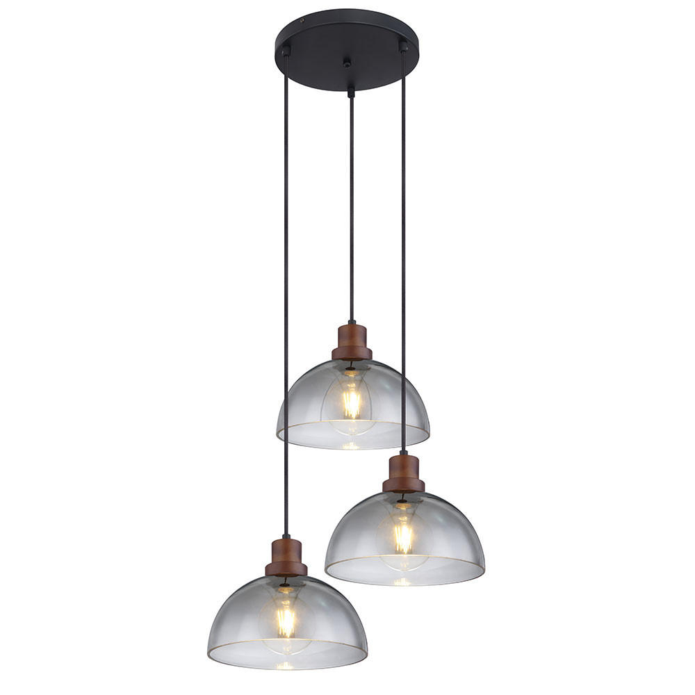 HÄNGELEUCHTE SALSA Grau Metall Glas - Grau, Glas (47/47/150cm) - Globo Lighting