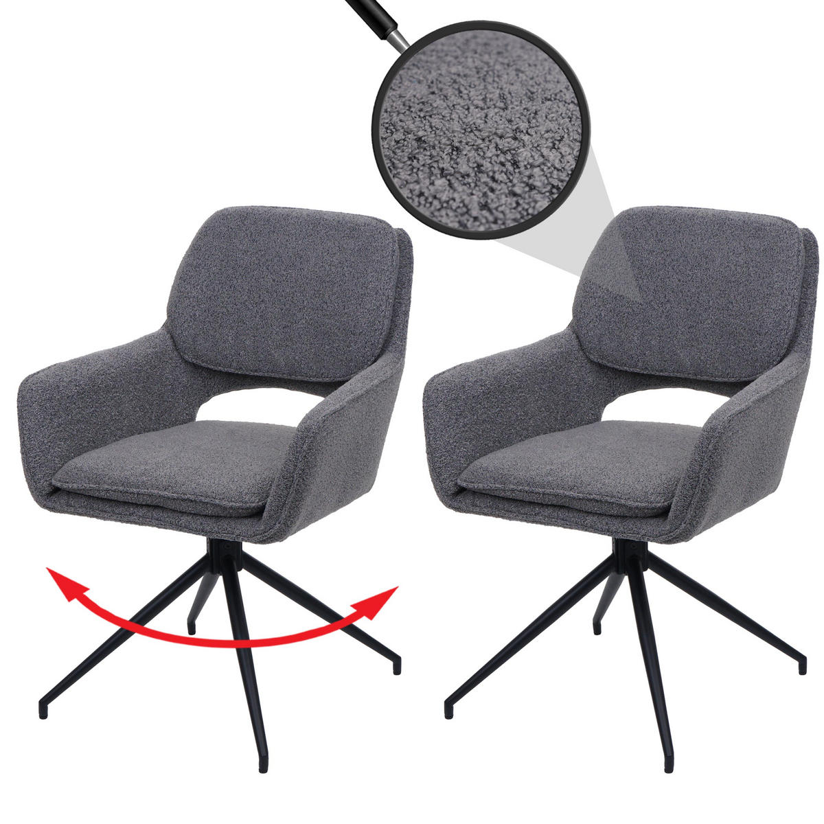 ESSZIMMERSTUHL Grau 2er-Set - Grau, Textil (57/86/61cm) - MCW