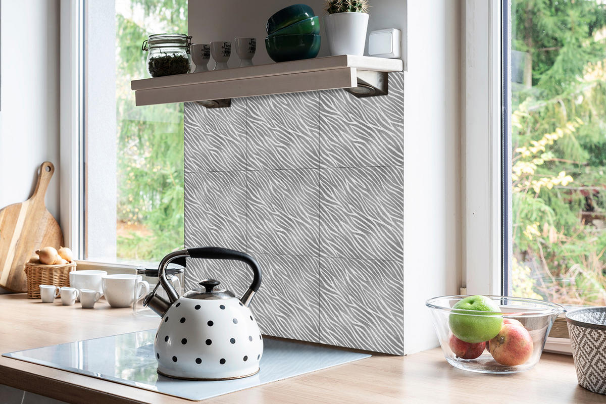 FLIESENAUFKLEBER 9 Stück 30x30 cm selbstklebend Rippchen - Grau, Textil (30/1.6/30cm) - TULUP